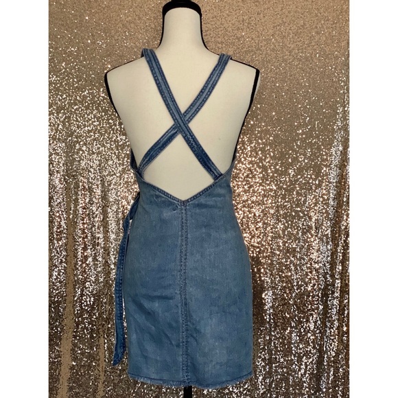 🚨SOLD🚨Denim Floral Wrap Dress - Picture 2 of 3